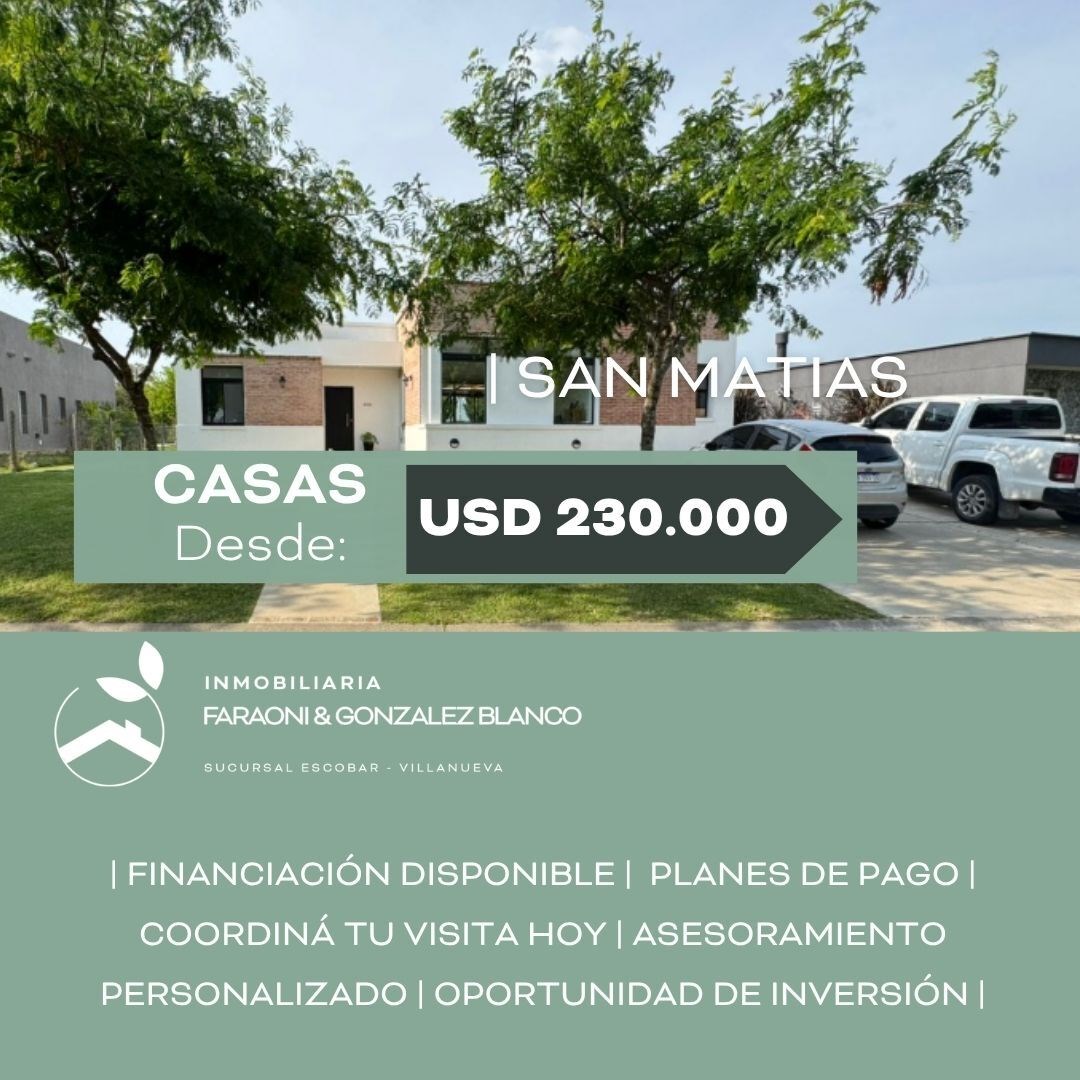 CASAS EN VENTA en Barrio San Matias | FINANCIACIÓN | Desde USD 230.000