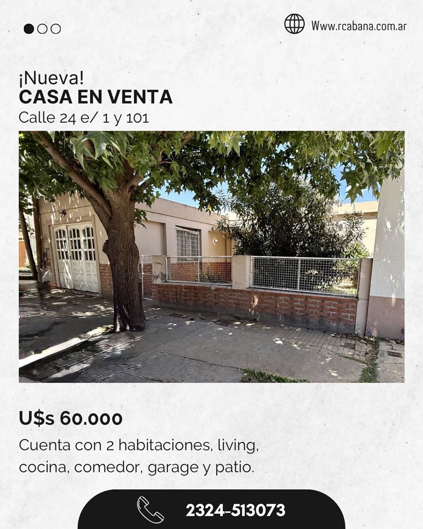 CASA EN VENTA 24 e/ 1 y 101