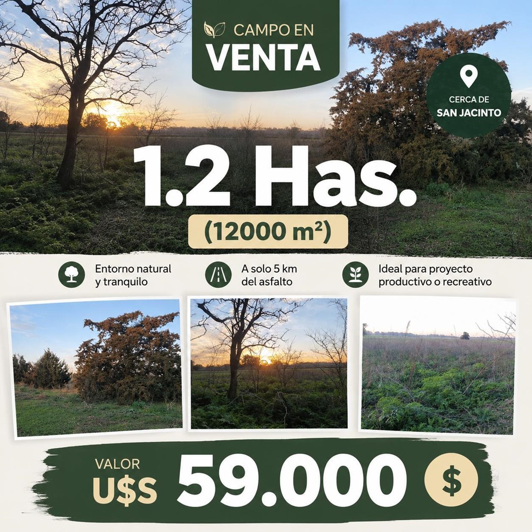 VENTA DE CAMPO 1.2 Has. (12000 m2)