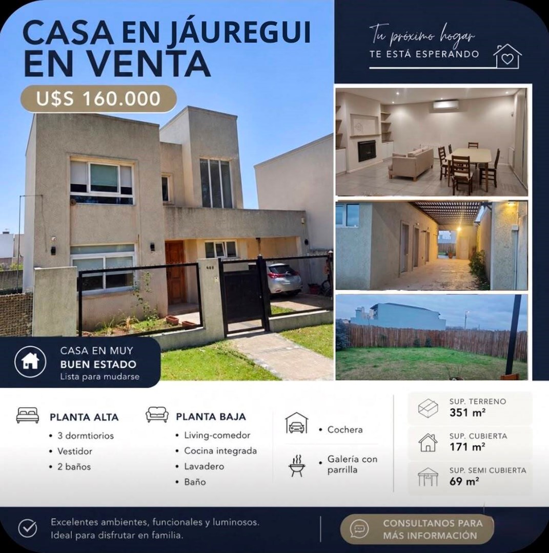 CASA EN VENTA – U$S 160.000   Casa en muy buen estado, ideal para disfrutar en familia.