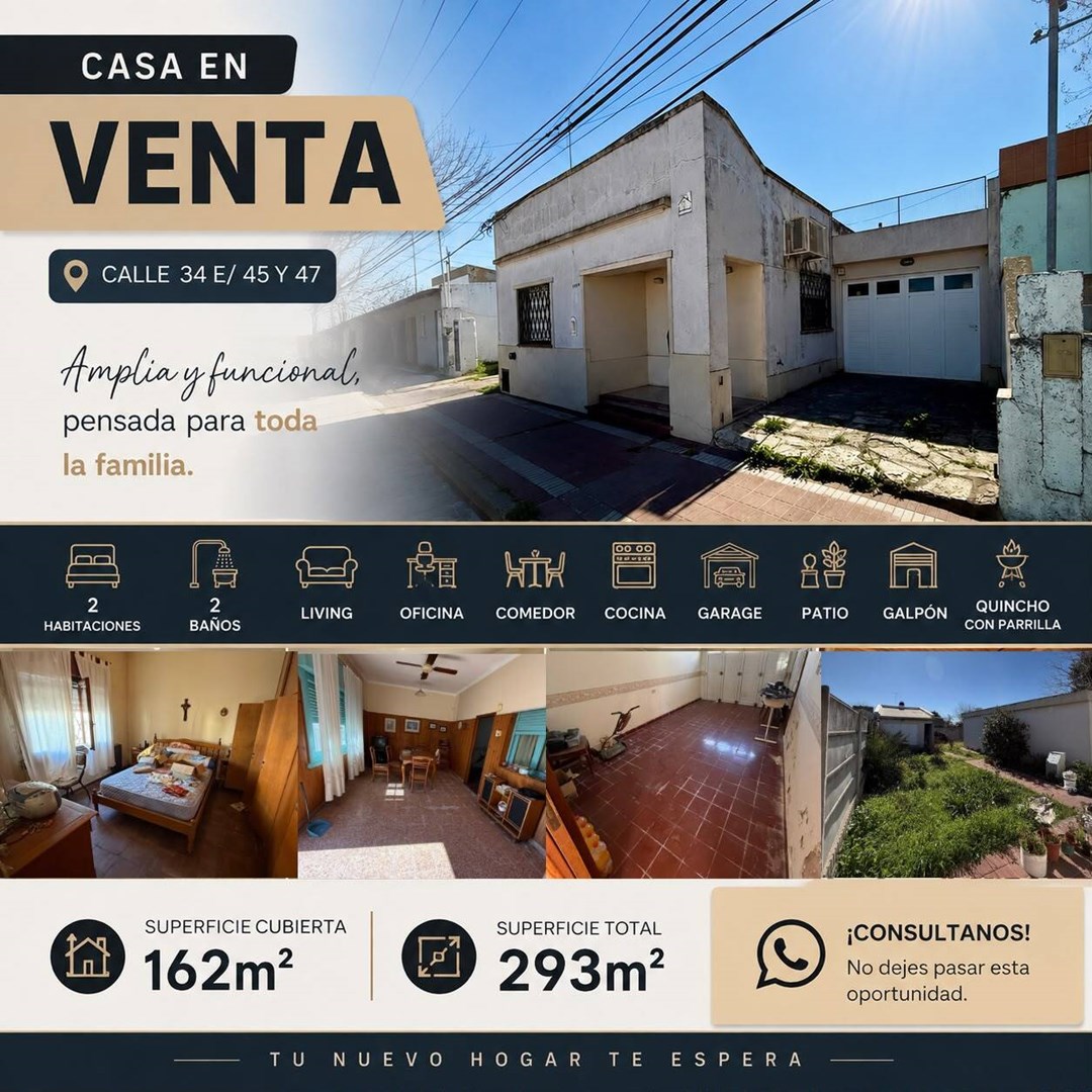 CASA EN VENTA – CALLE 34 E/ 45 Y 47