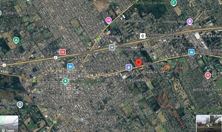 Lote venta de 1075 m2 sobre Ruta 8 km a la altura del km 52 de Pilar